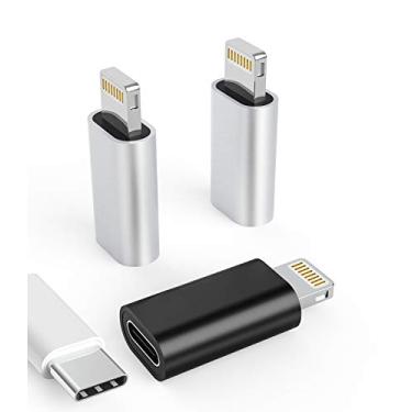 Imagem de Pacote com 3 adaptadores USB C fêmea para Lightning macho para iPhone 12/11/8 X XR/XS/SE/7Plus/Pro Max iPad Air Mini tipo compatível com carregamento de transmissão de dados, conector,