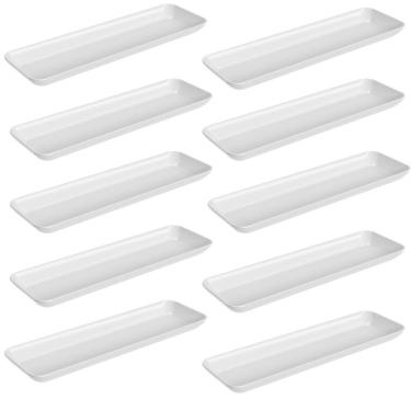 Imagem de Kit 10 Petisqueiras Retangulares Prato Porta Petisco Grande Preto