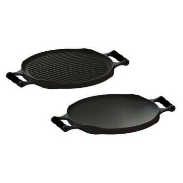 Imagem de Bifeteira Chapa Redonda Dupla Face Em Ferro Fundido Preto 33 Cm