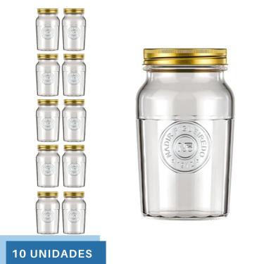Imagem de 10 Pote Americano Mantimento Café Vidro Vintage 1L Nadir