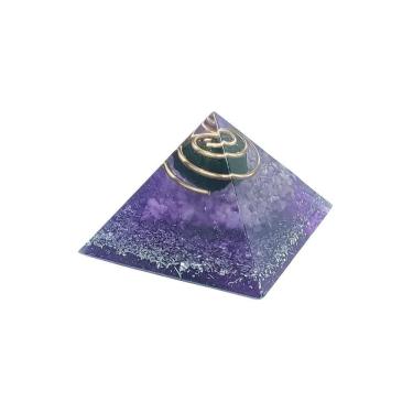 Imagem de Orgonite Pirâmide 4Cm Transmutação Ametista Turmalina Negra