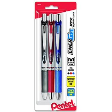 Imagem de Caneta de gel líquido retrátil Pentel EnerGel RTX, linha média, 0,7 mm, Assorted, 3 Pack