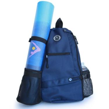 Imagem de (Blue) - Aurorae Yoga Mat Bag. Multi Purpose Cross-body Sling Back Pack. Mat sold separately.