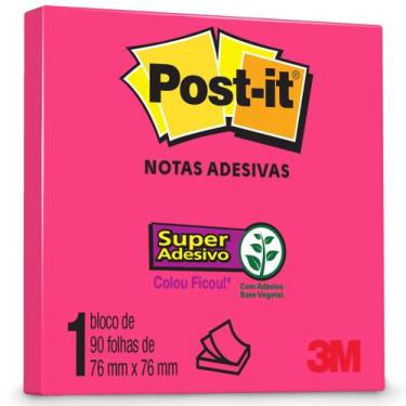 Imagem de Bloco De Notas Super Adesivas Post-It Pink Neon 76X76mm 90 Folhas - 3M
