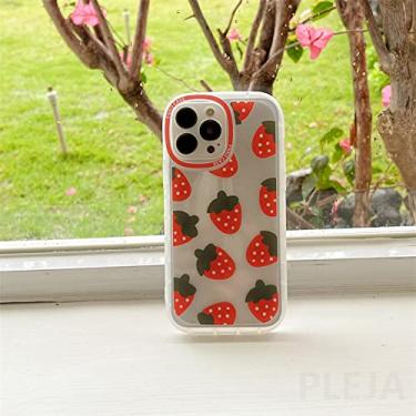 Imagem de Estojo de suporte de telefone de bebida de morango bonito para iphone 11 12 13 pro max x xr xs max capa macia clara areia movediça suporte de pérola shell, ds332,2, para, iphone12