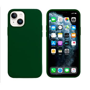 Imagem de Capinha Colorida Compatível Com iPhone 14 Vermelha ,Preta, Laranja, Amarela, Azul, Rosa, Pink, Branca, Lilás, Marrom, Verde, Roxo, Bordô, Case Slim Flexível Aveludada Com 3 Camadas De Proteção PREMIUM ONYK (Verde Escuro)