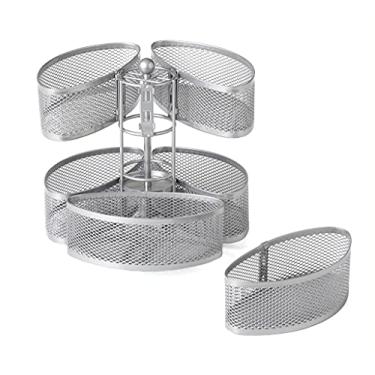 Imagem de Carrossel organizador bacana – Acabamento prateado, gira 360 graus, banheiro de cosméticos ou armazenamento de quarto, organizador de materiais de beleza, plataforma Susan preguiçosa