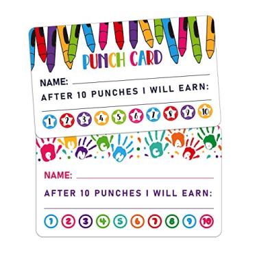 Imagem de PETCEE 100 peças de cartões de perfuração para crianças estudantes cartão de recompensa de incentivo para comportamento de sala de aula cartões de soco para professores de volta às aulas de negócios, jardim de infância, pré-escola