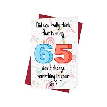 Imagem de Cartas engraçadas de 65º aniversário para mulheres ou homens – para amigos, família, namorado, etc. – Cartas de aniversário engraçadas 65 anos – Cartas de aniversário perfeitas e engraçadas 65º aniversário – com envelope