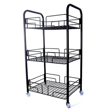 Imagem de Fruteira 3 Andares Piso Chão Aramada Preto Black Jomer 2434