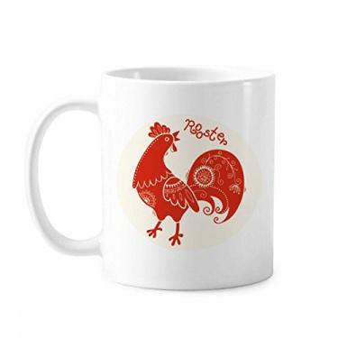 Imagem de Ano do galo animal China zodíaco caneca vermelha cerâmica xícara de café porcelana louça