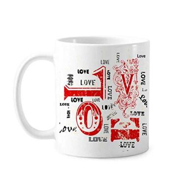 Imagem de Caneca de amor vermelha e preta para o dia dos namorados cerâmica xícara de café porcelana louça