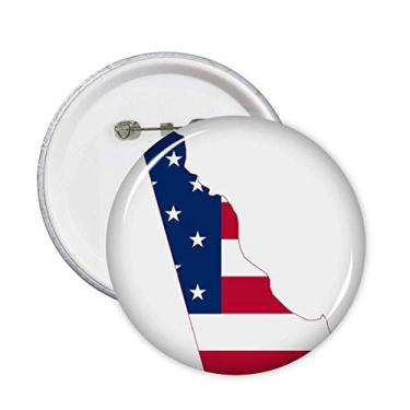 Imagem de Delaware EUA Mapa Estrelas Listras Bandeira Broche Emblema Botão Decoração 5 peças