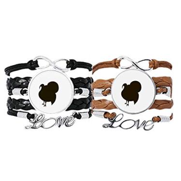 Imagem de DIYthinker Pulseira de retrato de animal de peru preto alça de mão pulseira de corda de couro conjunto duplo presente, Não se candidatar