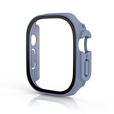Imagem de KGFCE Vidro + capa para Apple Watch Case Ultra 49mm PC Bumper Capa Temperada Protetor de Tela Shell Iwatch Accessorie Series Ultra Cover (Cor: Lavanda, Tamanho: Ultra 49MM)