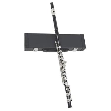 Imagem de flauta transversal Flauta De 16 Furos Instrumento De Sopro De Madeira Chave C Preta Flauta De Bronze Com Caixa De Couro Acessórios Para Instrumentos Musicais