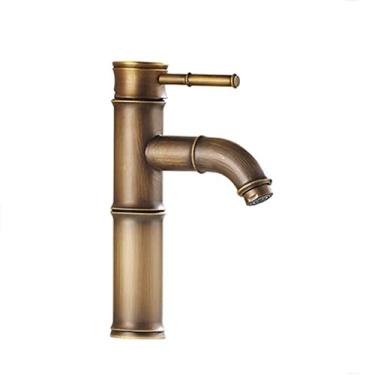 Imagem de LIDON Torneiras de banheiro para pia 1 furo torneira de latão banheiro furo único torneira da pia do banheiro 1 furo retro torneira da pia de latão torneira de água quente e fria para exterior, antigo C (cor: antigo C)