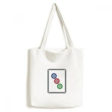 Imagem de Bolsa de lona Mahjong Circle Dots 3 Tile Pattern Tote Bag Shopping Satchel Casual Bolsa