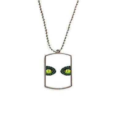 Imagem de DIYthinker Colar com pingente de cachorro de aço inoxidável com estampa de olho de crocodilo de desenho animado