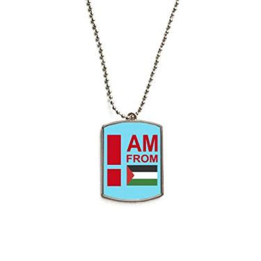 Imagem de DIYthinker Colar com pingente de identificação de cachorro I Am from Palestine em aço inoxidável