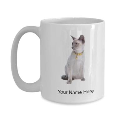 Imagem de Caneca personalizada de gato siamês xícara de café para amantes de gatos siameses ideias crianças meninos meninas Amor - Caneca de café 425 g