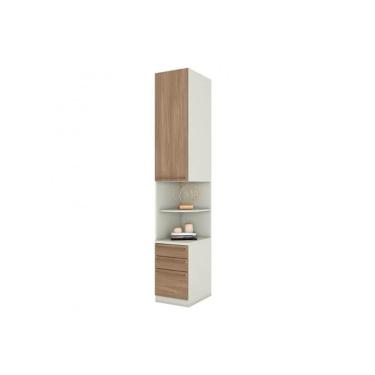 Imagem de Mesa de Cabeceira Modulada MC02 Seletto c/ 1 Porta e 3 Gavetas cor Areia/Jequitibá - Henn