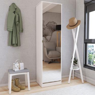 Imagem de Armário Multiuso com Sapateira Reflexo 1 Porta Espelhada Branco - Panorama Móveis