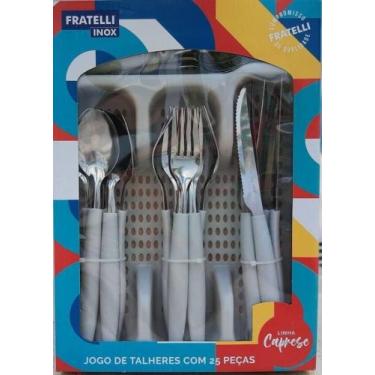 Imagem de Faqueiro Jogo De Talheres Inox Porta Colher Garfo Faca 25pçs - Fratell