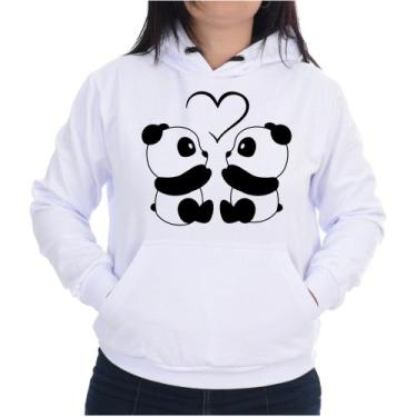 Imagem de Blusa Moletom Feminina Canguru Flanelado Casual Casal Panda - Markelly