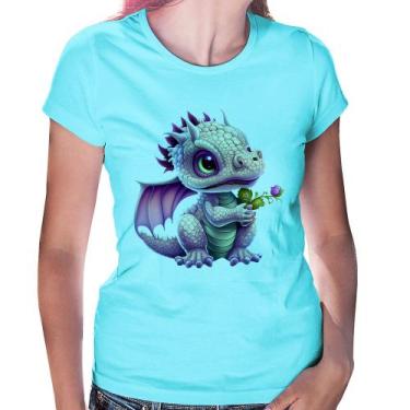 Imagem de Baby Look Dragão Bebê - Foca na Moda, Azul claro, GGG