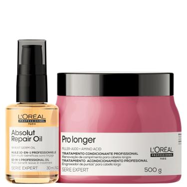 Imagem de Kit L`Oréal Professionnel Serie Expert Absolut Repair Oil Pro Longer Duplo Cuidado (2 Produtos)