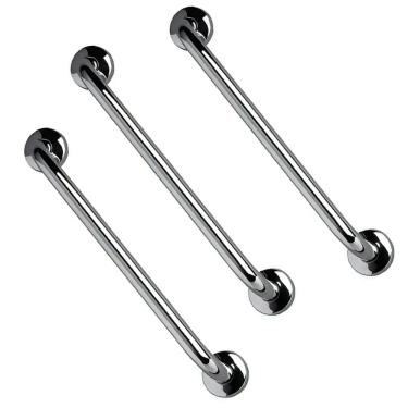 Imagem de Barra de Apoio 60cm Inox Kit 3 unidades Idoso Banheiro Box Deficiente Cadeirante Acessibilidade Suporte Escada Corrimao Segurança Resistente