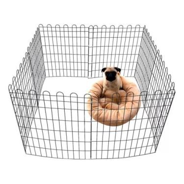 Imagem de Cercado Pet Cercadinho Grade Cachorro 8 Telas Móvel Cor Preto Metal Pe