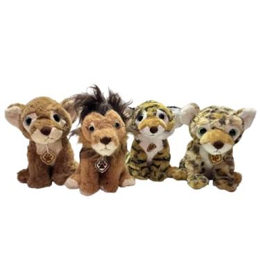 Imagem de Kit 4 Animais De Pelucia Felinos Pequeno Safari Cesta Decoracao Nicho Fofo - 20cm