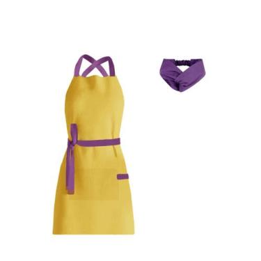 Imagem de Avental Amarelo Alça Cruzada e Faixa Cabelo Roxo Restaurante - CASACHA