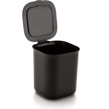 Imagem de Lixeira De Pia Cozinha Bancada Pequena Com Tampa 2,5L - Dasplast, Pret