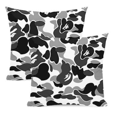 Imagem de BETGINY Capas de almofada pretas e brancas 45,7 x 45,7 cm, pacote com 2, capas de almofada decorativas abstratas em preto e branco para decoração de sofá de casa