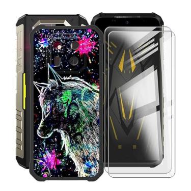 Imagem de HGJTFANY Capa para Ulefone Armor 22 (6,6 polegadas) com [2 x película protetora de vidro temperado], capa amortecedora de TPU macia preta fina à prova de choque capa de silicone para Ulefone Armor 22 - Graffiti Beast