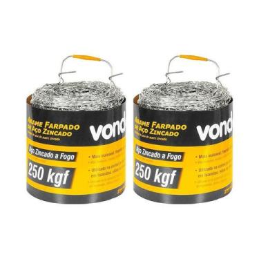 Imagem de Kit 2 un arame farpado zincado vonder rolo 250 metros 250kgf