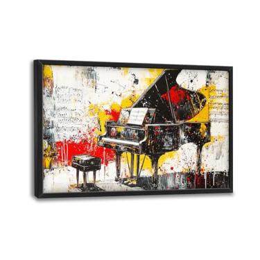 Imagem de Banksy Piano Imagens de parede grandes emolduradas decoração de parede para cozinha quarto sala de estar pronto para pendurar 61 cm x 91 cm