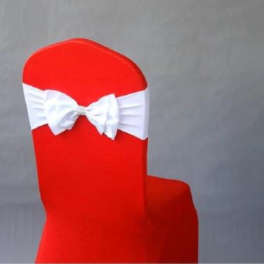 Imagem de Decoração de casamento, faixa de cadeira de elastano, cetim, pronta para uso, gravata borboleta, para festa de aniversário, hotel, branco, 1 peça
