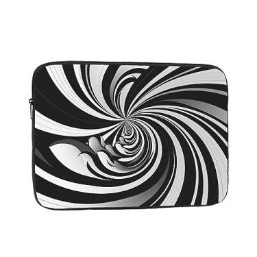 Imagem de Capa para laptop branca preta com design redemoinho, bolsa para laptop, à prova de choque, capa protetora para notebook de 17 polegadas