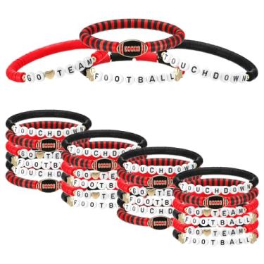Imagem de Landical 24 pulseiras de futebol americano da amizade do time, lembrancinhas de festa de futebol para mulheres e homens, pulseira esportiva empilhável elástica para fãs de equipe suprimentos de festa