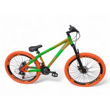 Imagem de Bicicleta Aro 26 Vikingx Tuff Freeride Downhill Alumínio 21v Aros Vmaxx Freio a Disco Pneu Flame-Unissex