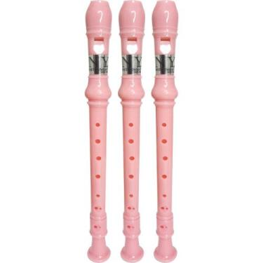 Imagem de Kit 3 Flautas Doce Germânica Rosa Claro FL 20G New York - NY Instrumen