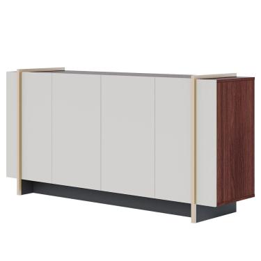 Imagem de Balcão Aparador Buffet 4 Portas 160cm Barcelona C05 Nogueira/Off/Dourado - Mpozenato