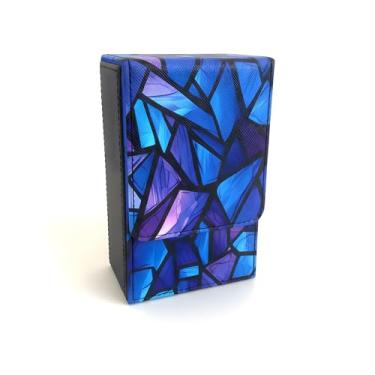 Imagem de Boltquan Porta-cartão de tarô branco perolado com interior azul claro – capa dobrável com fecho magnético de tampa – serve para baralhos de tarô padrão – Dimensões externas 13 x 8 x 5 cm (azul)