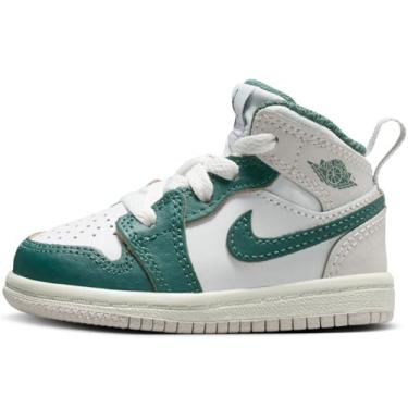 Imagem de Nike Tênis Jordan 1 Mid Se Para Bebê/Criança Pequena (Fq8086-103, Branco/Vela/Cinza Neutro/Verde Oxidado) Tamanho 5