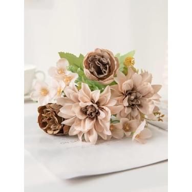 Imagem de 1 peça de flor artificial de seda, peônia, buquê de casamento, decoração para casa, vaso de mesa, caixa faça você mesmo, álbum de recortes (1 peça/2 cores)