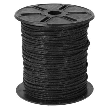 Imagem de The Beadsmith Waxed Cotton Cord – Carretel Preto de 100 metros, 2 mm de espessura, fio forte para fabricação de joias e macramê, fabricado na Índia